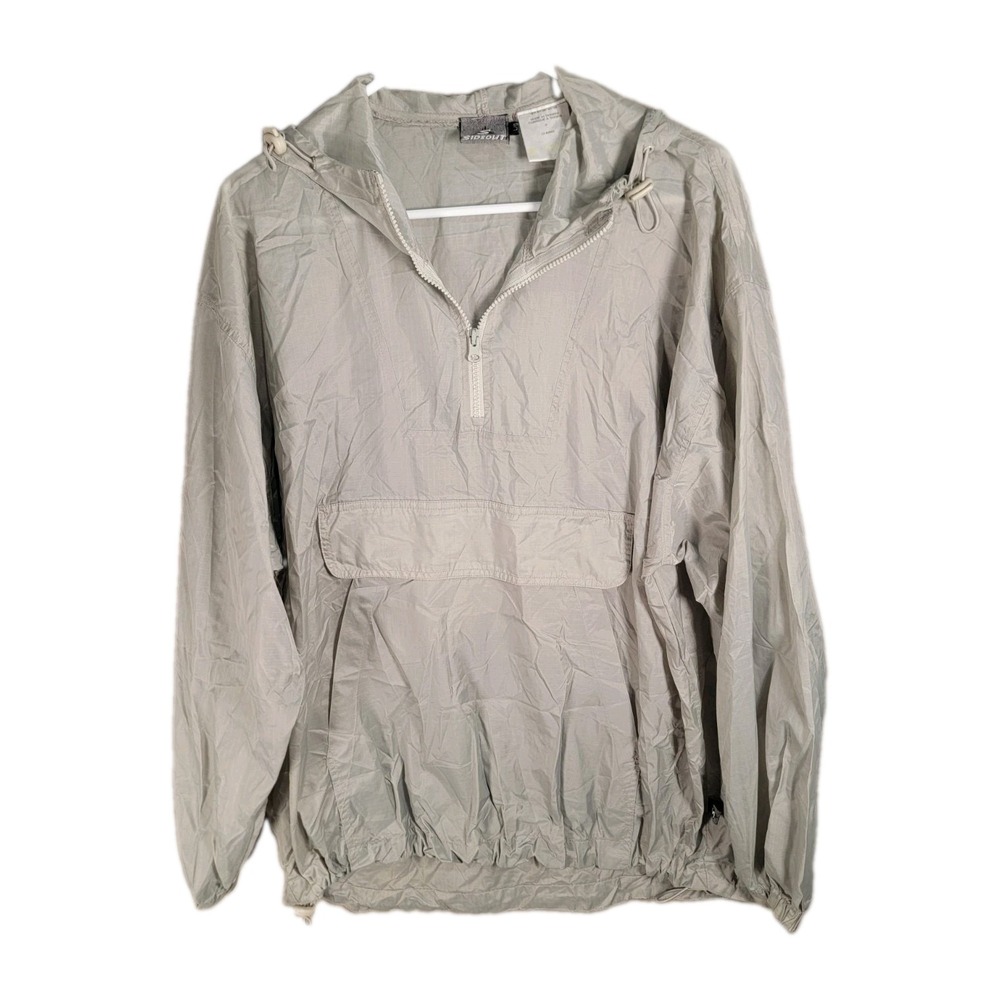 Vintage Sideout Anorak Jacket Mens L Gray Hooded Windbreaker Surf Gorpcore 90s